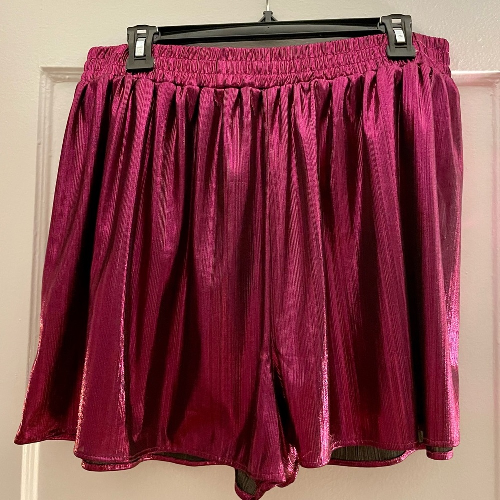 Zara - Magenta Metallic Shorts, Size L $15